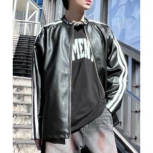 レザージャケット ライダース フード付き ショート丈 ワイドシルエット
