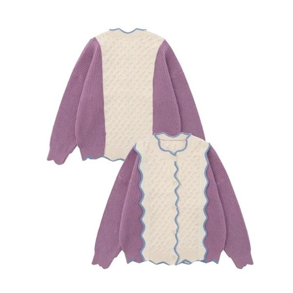 カーディガン ビスケット風配色切り替えニットカーディガン メンズ レディース