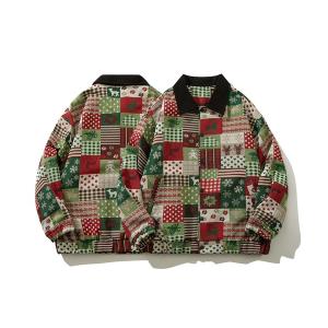 セーター ニット 「HOOK」レトロ調古着風パッチワーク刺繍ニット