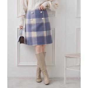 スカート フェイクパール付台形ミニスカート