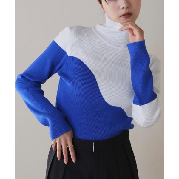 ニット セーター 「ZOZO限定」バイカラー ウェーブデザイン タートルネックニット セーター レデ...
