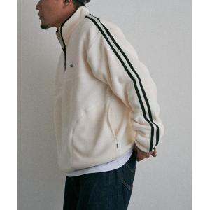 トレーナー スウェット 「DISCUS」フリース袖ラインハーフジップ メンズ レディース