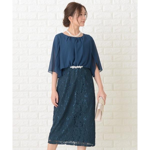 「Lace Ladies」 半袖ワンピース X-LARGE ブルーグリーン レディース