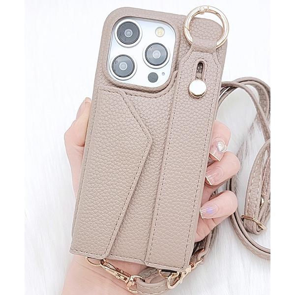 スマホケース レザー調2WAYポケット付きiPhoneケース