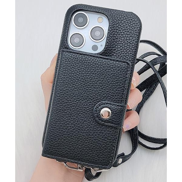 スマホケース カードポケット付き2WAYレザー調iPhoneケース