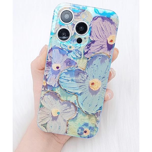 スマホケース カラフルラメフラワースクエアiPhoneカバー