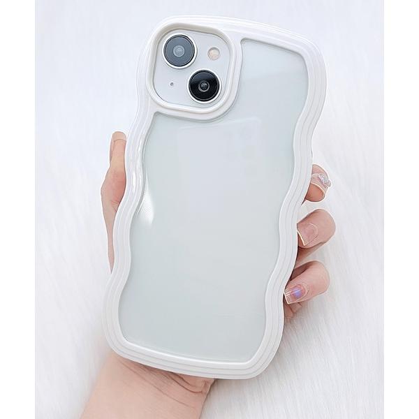スマホケース パステルカラーウエーブクリアiPhoneカバー