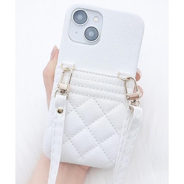 スマホケース 2WAYキルティングポケット付きiPhoneケース