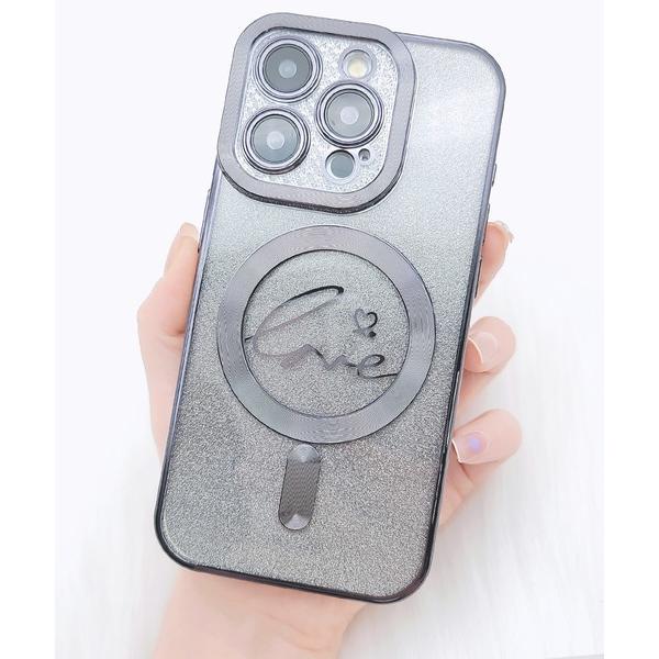 スマホケース ラメグラデーションカラーiPhoneケース マグネット付き