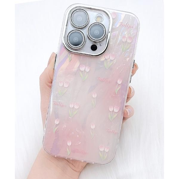 スマホケース チューリップ柄オーロラソフトiPhoneケース