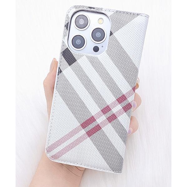 スマホケース チェック柄収納付き2WAYiPhoneケース