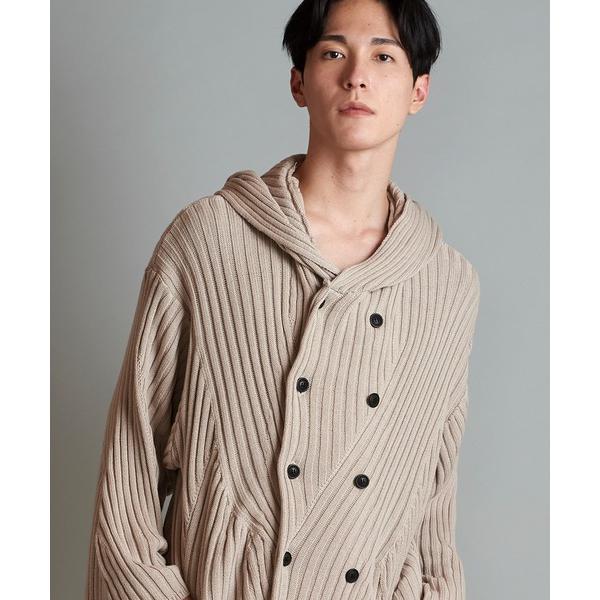 カーディガン 「NO ID.」Irregular Rib Knit Hood Long Cardig...