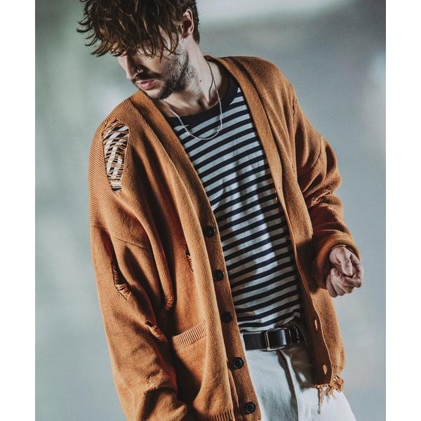 カーディガン 「NO ID.」Damage Knit V-Neck Cardigan / ダメージ ...