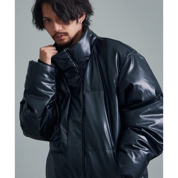 ダウンジャケット ダウン 「CavariA/キャバリア」レザーライクスタンド中綿JKT メンズ レデ...