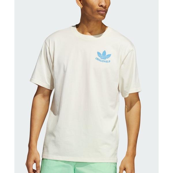 「adidas」 半袖Tシャツ LARGE オフホワイト メンズ