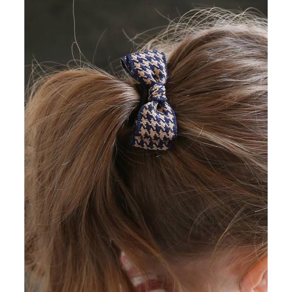 ヘアクリップ ハウンドトゥース リボン 千鳥格子 バレッタ
