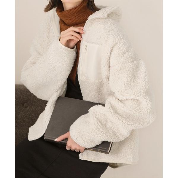 ブルゾン アウター ゆったりシルエット ポケット付 ボアショートジャケット レディース