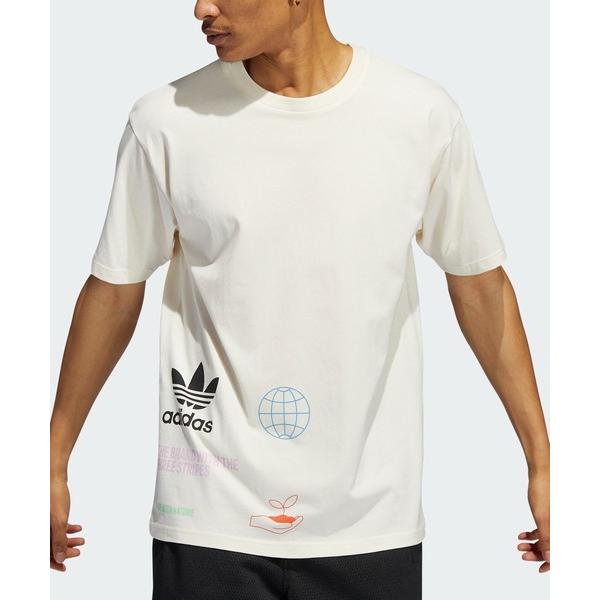 「adidas」 半袖Tシャツ X-LARGE オフホワイト メンズ