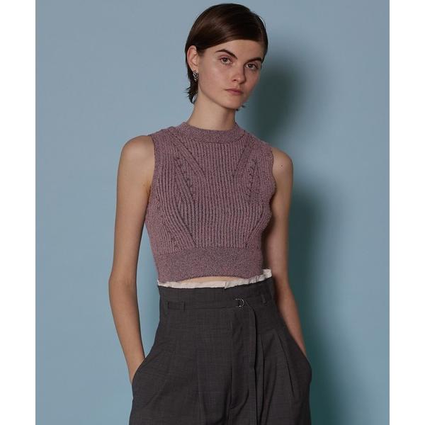 ニット セーター Curl Yarn Short Length Sleeveless Knit To...