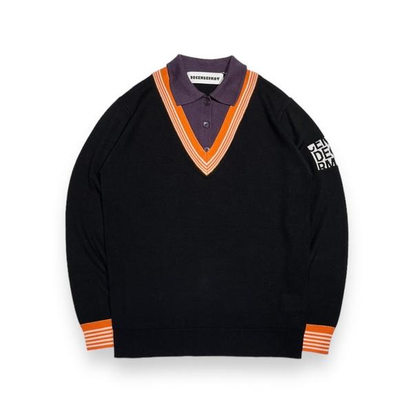 セーター ニット Avignon Fake layered Knit Polo メンズ