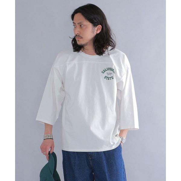 「SHIPS」 「Collegiate Pacific」7分袖Tシャツ SMALL ベージュ メンズ