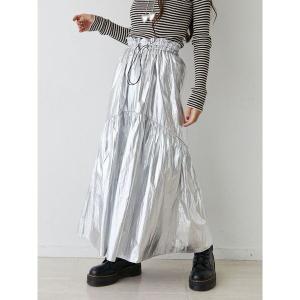 スカート レディース メタリックフレアギャザースカート｜ZOZOTOWN Yahoo!店