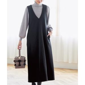 ワンピース ＩＥＤＩＴ　裏起毛ダンボールカットソーの　前後ろ着られるノースリーブワンピース「ブラック」