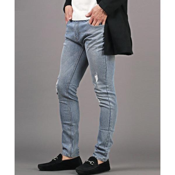 ジーンズ ダメージスキニーデニムパンツ メンズ