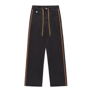 ジーンズ side line shoelace belt denim pants / サイドライン シューレースベルト デニムパンツ メンズ レディ