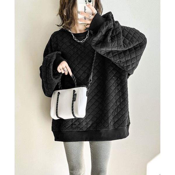 トレーナー スウェット キルティングトップス レディース