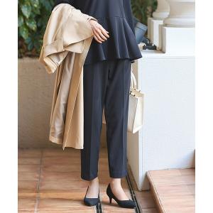 スラックス パンツ しわになりにくいストレッチテーパードパンツ レディース