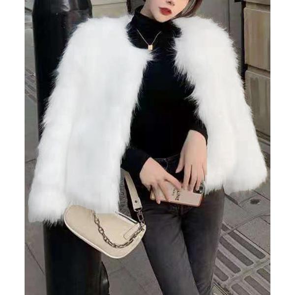 ジャケット ノーカラージャケット 「新色・サイズ追加」エコファーコート ファージャケット 冬服 レデ...