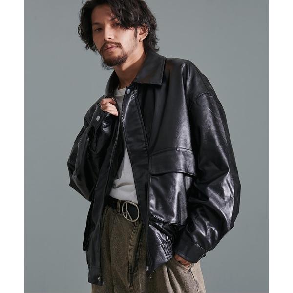 ブルゾン アウター 「CavariA/キャバリア」オーバーサイズレザーライクJKT メンズ レディー...