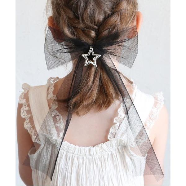 ヘアゴム 卒園式 ゆれゆれ ロングリボン 星 ヘアゴム