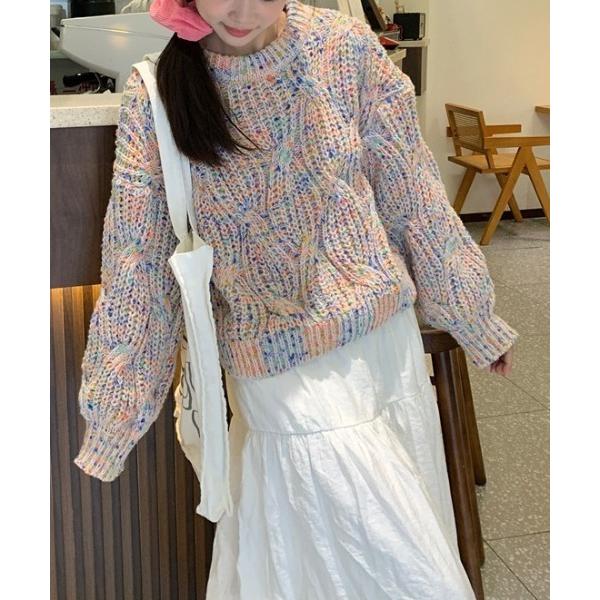 ニット セーター マルチミックスカラーニット レディース