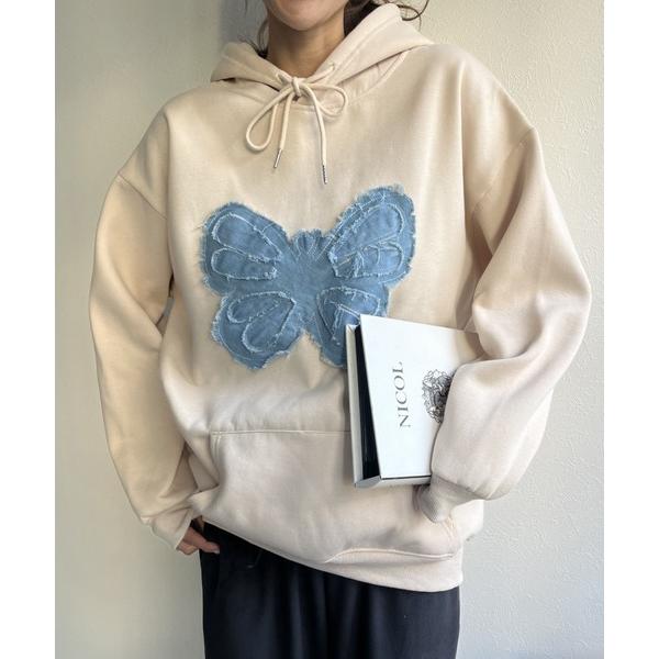 パーカー バタフライドッキング裏起毛フーディ/パーカー/スウェット レディース