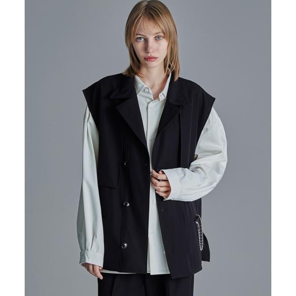 ベスト ジレ ドレープモード チェーントレンチジレベスト「セットアップ対応」 メンズ レディース