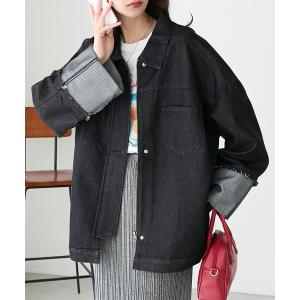 デニムジャケット gジャン ターンバックステッチスリーブ ジップデニムジャケット レディース