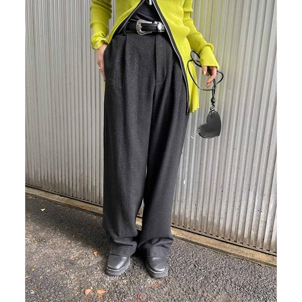パンツ FOIL WOOL STRAIGHT PANTS レディース