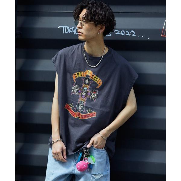 「PUBLUX」 半袖Tシャツ「GUNS N&apos; ROSESコラボ」 SMALL ブラック メンズ