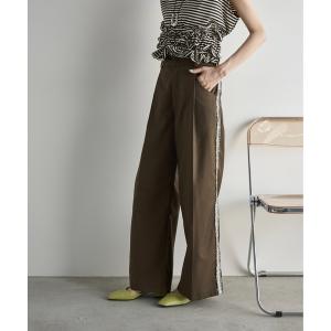 スラックス パンツ グリッターフリンジサイドラインスラックス レディース