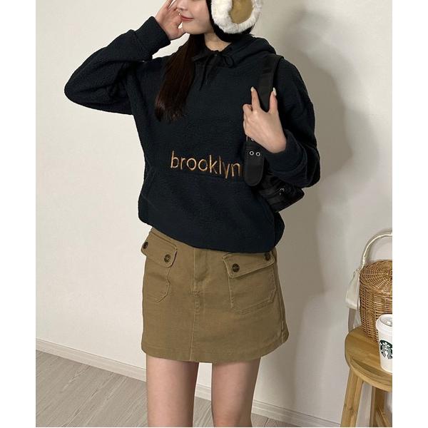 パーカー 「一枚でゆるっと秋冬コーデ」刺繍ロゴボアフーディ― レディース メンズ