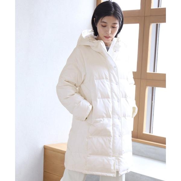 ダウンコート ダウンジャケット 「Filomo」洗えるダウンコートリブ袖 オフホワイト レディース