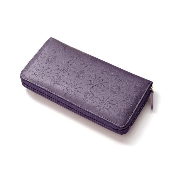 財布 牛革型押しラウンドファスナー長財布 レディース メンズ