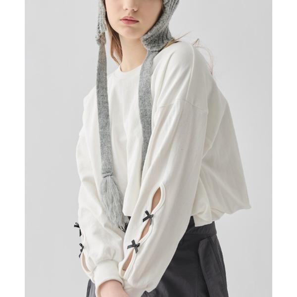 tシャツ ribbon slit balloon tops/リボン付バルーントップス レディース