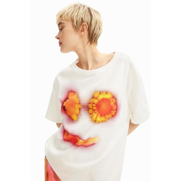 tシャツ 「Desigual×Collina Strada」スプレーアート フェイスTシャツ レディ...