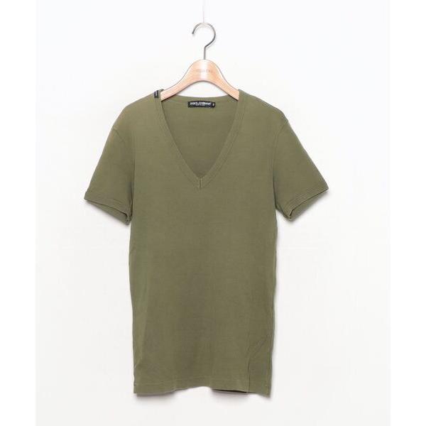 「DOLCE&amp;GABBANA」 ワンポイント半袖Tシャツ 48 グリーン メンズ