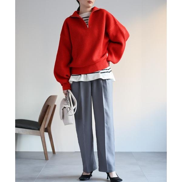 「選べるサイズ」ハーフジップニット レディース メンズ