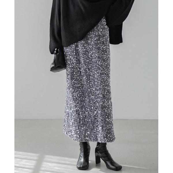 スカート スパンコールロングスカート
