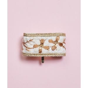 レディース ヘアピン Zoule ゾーラ:embroidery cuff52　フラワー刺繍　ヘアカフ（ヘアーカフス）｜zozo